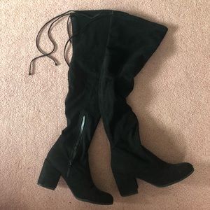 Black Faux Suede Over the Knee Boots